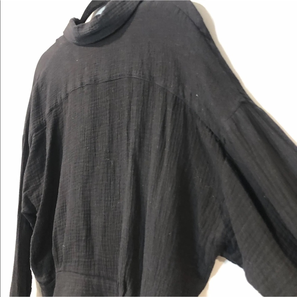 Womens Free People Black Sunstreaks Tie Front Blouse Button Front Womens Small - Picture 8 of 9
